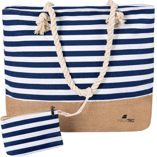 Torba Plażowa na Plażę Duża Torebka. Niebieskie torby na ramię Malatec, bez wzorów, z bawełny, eleganckie, na ramię, duże, bez dodatków. Za 55.00 zł.