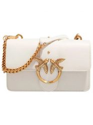 Pinko Skórzana torebka w kolorze kremowym - 20 x 12 x 4 cm rozmiar: onesize. Brązowe torby na ramię Pinko, bez wzorów, z materiału, na ramię, bez dodatków. Za 922.45 zł.