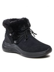 Skechers Botki On-The-Go Midtown 144271/BBK Czarny. Czarne botki Skechers, bez wzorów, ze skóry, bez obcasa, na płaskiej podeszwie, bez zapięcia. Za 383.79 zł.