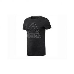 Koszulka sportowa damska Reebok EL Marble Logo Tee. Czarne koszulki sportowe Reebok, bez wzorów, bez ramiączek. Za 141.00 zł.