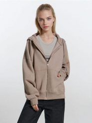 Bluza z kapturem - beżowy. Brązowe bluzy Sinsay, l, bez wzorów, z kapturem. Za 49.99 zł.