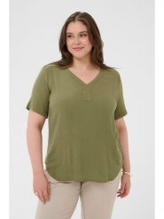 KAFFE curve Koszulka "Cami" w kolorze khaki rozmiar: 46. Brązowe bluzki KAFFE curve, s, bez wzorów, z wiskozy, klasyczne, bez kołnierzyka, bez ramiączek. Za 78.99 zł.