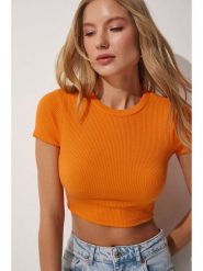 Happiness Istanbul Koszulka w kolorze pomarańczowym rozmiar: M. Pomarańczowe bluzki Happiness Istanbul, m, bez wzorów, bez kołnierzyka, bez ramiączek. Za 52.99 zł.