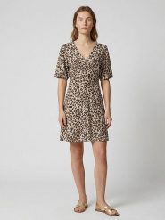MOSS COPENHAGEN Sukienka "Kalani" w kolorze beżowo-czarnym rozmiar: L. Brązowe sukienki Moss Copenhagen, l, bez wzorów, bez kołnierzyka, bez ramiączek, mini. Za 196.88 zł.