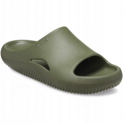 Klapki Dla Dorosłych Crocs Mellow Recovery Slide. Zielone klapki Crocs, bez wzorów, z materiału, bez obcasa. Za 199.99 zł.