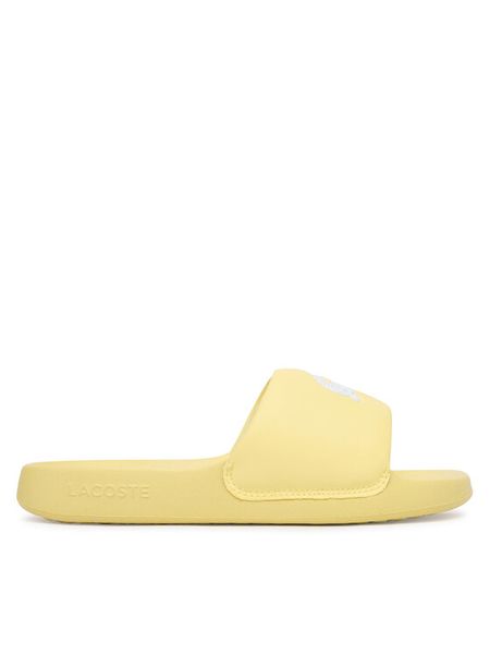 Lacoste Klapki Serve 1.0 51CFA0006 241 Żółty. Żółte klapki Lacoste, bez wzorów, ze skóry, bez obcasa. Za 198.99 zł.