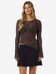 Noisy may Koszulka "Miriam" w kolorze ciemnobrązowym rozmiar: L. Brązowe bluzki Noisy may, l, bez wzorów, z koronki, bez kołnierzyka, bez ramiączek. Za 74.99 zł.