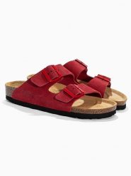 Sunbay Skórzane klapki "Trefle" w kolorze czerwonym rozmiar: 36. Czerwone klapki Sunbay, bez wzorów, ze skóry, z otwartym noskiem, bez obcasa. Za 149.95 zł.