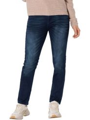 Timezone Dżinsy "Tahila" - Slim fit - w kolorze granatowym rozmiar: W28/L34. Niebieskie jeansy Timezone, l, z aplikacjami, z podwyższonym stanem. Za 96.83 zł.
