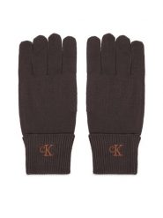 Calvin Klein Rękawiczki Damskie LV14F8021G Brązowy ciemny. Brązowe rękawiczki Calvin Klein, bez wzorów, z dzianiny. Za 209.99 zł.