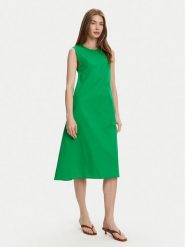 Selmark Sukienka letnia BL495 Zielony Regular Fit. Zielone sukienki Selmark, na lato, s, bez wzorów, z bawełny, bez kołnierzyka, bez ramiączek. Za 159.99 zł.