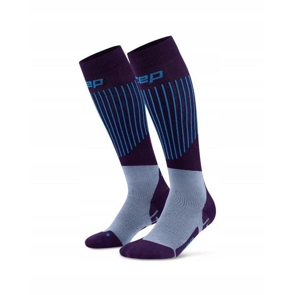 Damskie skarpety kompresyjne na zimę Ski Ultralight CEP. Niebieskie skarpety CEP, bez wzorów, z elastanu. Za 199.00 zł.
