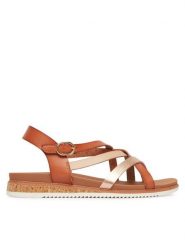 Skechers Sandały Desert Kiss Low 114709/CSNT Brązowy. Brązowe sandały Skechers, bez wzorów, ze skóry, bez obcasa, na płaskiej podeszwie, bez zapięcia. Za 199.99 zł.