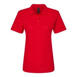 Damska Koszulka Polo Softstyle Pique. Czerwone koszulki polo GILDAN, bez wzorów, bez ramiączek. Za 77.99 zł.