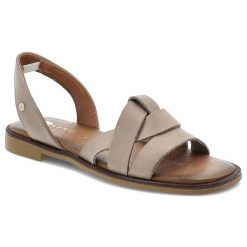 Sandały damskie Armodo, cholewka ze skóry naturalnej licowej krzyżujące się paski odkryty fason na lekkej podeszwie, szare, 40537. Szare sandały Armodo, bez wzorów, ze skóry, bez obcasa, bez zapięcia. Za 299.00 zł.
