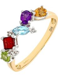 Revoni Złoty pierścionek z diamentami i kamieniami szlachetnymi rozmiar: 54. Żółte pierścionki Revoni, z ametystem, złote. Za 1,731.99 zł.