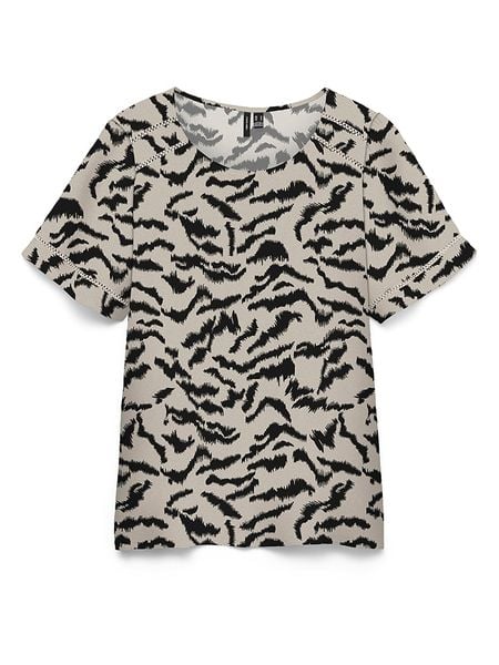 Vero Moda Bluzka w kolorze beżowo-czarnym rozmiar: XL. Brązowe bluzki Vero Moda, s, bez wzorów, z wiskozy, klasyczne, bez kołnierzyka, bez ramiączek. Za 90.95 zł.