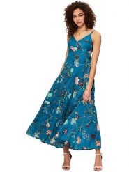 Aller Simplement Sukienka w kolorze niebieskim rozmiar: 42. Niebieskie sukienki Aller Simplement, bez wzorów, z bawełny, bez kołnierzyka, bez ramiączek, maxi. Za 202.98 zł.