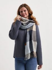 TRAVELIN' Szal w kolorze czarno-beżowo-szarym rozmiar: onesize. Brązowe szaliki Travelin', bez wzorów, z materiału. Za 152.99 zł.