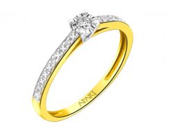 Pierścionek z żółtego złota z diamentami - 0,06 ct - próba 375. Żółte pierścionki Apart, z diamentem, złote. Za 1,159.00 zł.