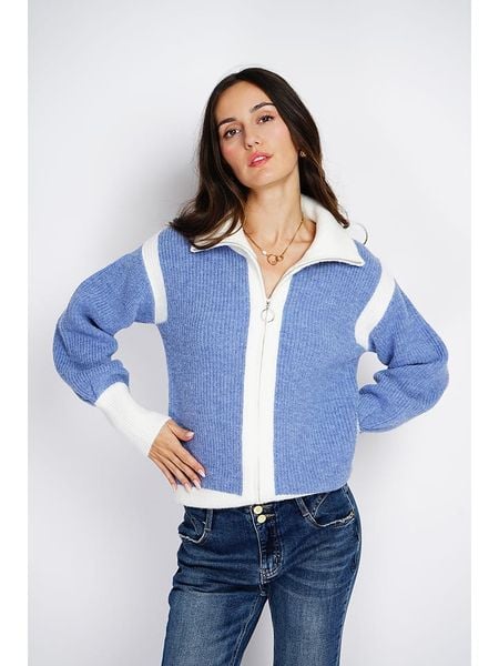 ASSUILI Kardigan w kolorze niebiesko-białym rozmiar: 38. Białe kardigany Assuili, bez wzorów, z kaszmiru. Za 173.99 zł.