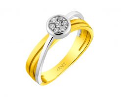 Pierścionek z żółtego złota z brylantami - 0,10 ct - próba 585. Żółte pierścionki Apart, z brylantem, złote. Za 5,190.00 zł.