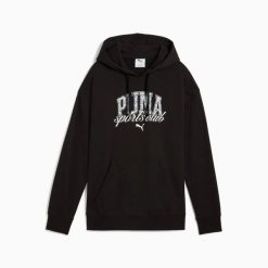 Bluza sportowa damska z kapturem Puma. Czarne bluzy Puma, m, z aplikacjami, z bawełny, z kapturem. Za 208.35 zł.