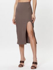 Gina Tricot Spódnica midi 18687 Beżowy Regular Fit. Brązowe spódnice Gina Tricot, xl, bez wzorów, z syntetyku, midi. Za 139.99 zł.