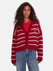 Tommy Jeans Kardigan Badge DW0DW21678 Czerwony Relaxed Fit. Czerwone kardigany Tommy Jeans, xs, bez wzorów, z jeansu. Za 559.99 zł.
