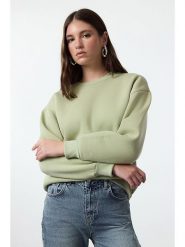 Trendyol Bluza w kolorze zielonym rozmiar: XL. Zielone bluzy sportowe Trendyol, xl, bez wzorów, z bawełny, bez kaptura. Za 70.24 zł.