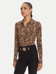 Just Cavalli Koszula 79PAL228 JS496 Brązowy Slim Fit. Brązowe koszule Just Cavalli, bez wzorów, z wiskozy, bez kołnierzyka, bez ramiączek. Za 1,209.00 zł.