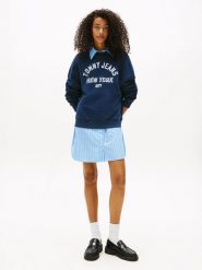 TOMMY JEANS Bluza w kolorze granatowym rozmiar: S. Niebieskie bluzy sportowe Tommy Jeans, s, bez wzorów, z bawełny, bez kaptura. Za 317.73 zł.
