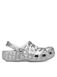 Crocs Klapki Cls Metallic Geometric Clog 210002 Srebrny. Szare klapki Crocs, bez wzorów, z tworzywa sztucznego, bez obcasa. Za 179.99 zł.