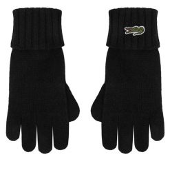 Rękawiczki Lacoste. Czarne rękawiczki Lacoste, bez wzorów, z dzianiny. Za 179.99 zł.