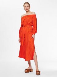 TWINSET Sukienka letnia 231TT2141 Pomarańczowy Regular Fit. Brązowe sukienki Twinset, na lato, bez wzorów, z wiskozy, bez kołnierzyka, bez ramiączek. Za 499.99 zł.