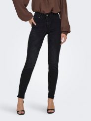 JDY Dżinsy "Fina" - Skinny fit - w kolorze czarnym rozmiar: XS/L34. Czarne jeansy JDY, l, z aplikacjami, z podwyższonym stanem. Za 83.62 zł.
