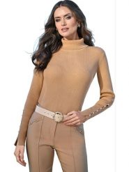 Heine Sweter w kolorze beżowym rozmiar: 36. Brązowe golfy Heine, bez wzorów, bez ramiączek. Za 61.45 zł.