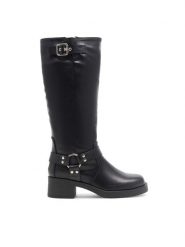 Jenny Fairy Kozaki Mia HY96158-3 Czarny. Czarne kozaki Jenny Fairy, ze skóry, bez obcasa, na płaskiej podeszwie, bez zapięcia. Za 137.99 zł.