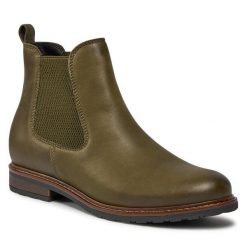 Sztyblety Tamaris. Zielone botki Tamaris, bez wzorów, bez obcasa, na płaskiej podeszwie, bez zapięcia. Za 499.99 zł.