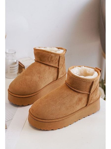 Rock & Joy Botki zimowe w kolorze jasnobrązowym rozmiar: 33. Brązowe botki Rock & Joy, na zimę, bez wzorów, z materiału, bez obcasa, bez zapięcia. Za 148.61 zł.