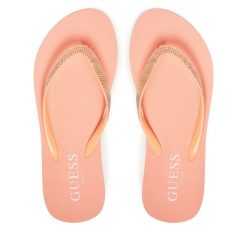 Japonki Guess. Brązowe klapki Guess, z aplikacjami, bez obcasa. Za 109.99 zł.