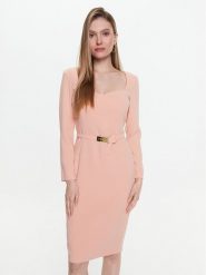 Pinko Sukienka koktajlowa Mendosa 100559 7624 Różowy Regular Fit. Czerwone sukienki Pinko, bez wzorów, z syntetyku, wizytowe, bez kołnierzyka, bez ramiączek. Za 619.99 zł.