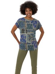 Heine Koszulka w kolorze niebiesko-zielonym rozmiar: 44. Niebieskie bluzki Heine, bez wzorów, bez kołnierzyka, bez ramiączek. Za 34.99 zł.