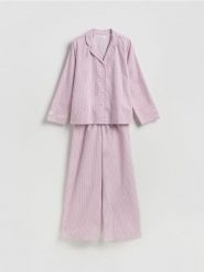 Dwuczęściowa piżama z bawełny - fioletowy. Fioletowe piżamy Reserved, bez wzorów, z bawełny, bez ramiączek. Za 149.99 zł.