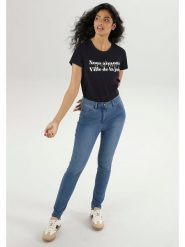 Aniston Dżinsy - Skinny fit - w kolorze niebieskim rozmiar: 40. Niebieskie jeansy Aniston, z aplikacjami, z podwyższonym stanem. Za 79.21 zł.