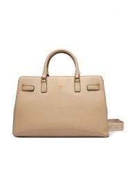 Tommy Hilfiger Torebka Th Joy Satchel AW0AW19067 Beżowy. Brązowe torebki klasyczne TOMMY HILFIGER, bez wzorów, ze skóry, bez dodatków. Za 649.99 zł.