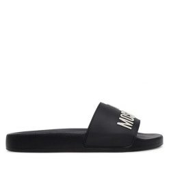 Klapki LOVE MOSCHINO. Czarne klapki Love Moschino, bez wzorów, bez obcasa. Za 329.99 zł.