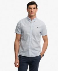 Superdry Classic Seersucker koszula krótki rękaw – 100% bawełna organiczna. Białe koszule Superdry, s, bez wzorów, z bawełny, bez kołnierzyka, bez ramiączek. Za 301.95 zł.
