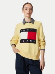Tommy Jeans Sweter Flag DW0DW23450 Żółty jasny Regular Fit. Żółte swetry Tommy Jeans, s, bez wzorów, z bawełny, bez ramiączek. Za 489.99 zł.