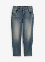 Dżinsy mom, high waist. Niebieskie jeansy bonprix, bez wzorów, z podwyższonym stanem. Za 132.99 zł.